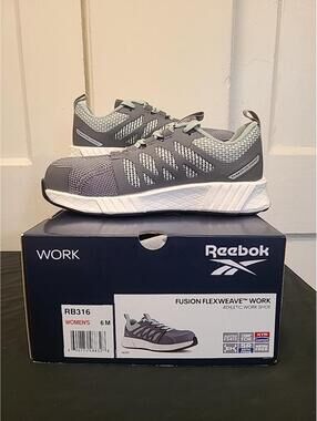 REEBOK  FUSION FLEXWAVE  WORK SHOE COMPOSITE TOE , Women’s Sz 6M GREEN/GREY, NEW